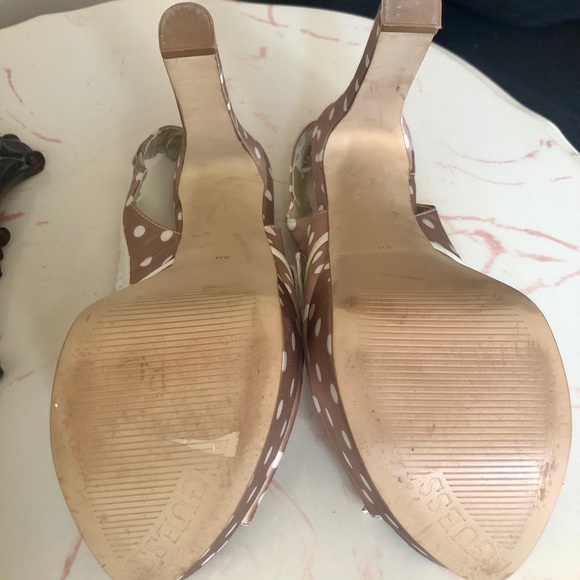 Guess Polka Dot Satin PeepToe Platform Heels - Picture 5 of 6